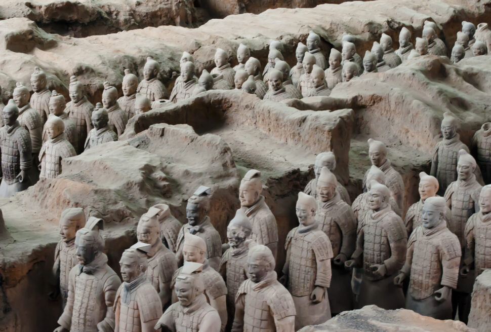 Terracotta Warriors Museum in Xi'an, China, showcasing ancient imperial sculptures.