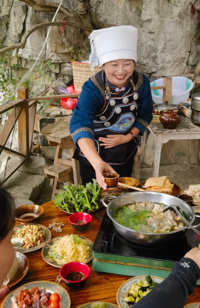 Local Meal in the Cave in Guizhou