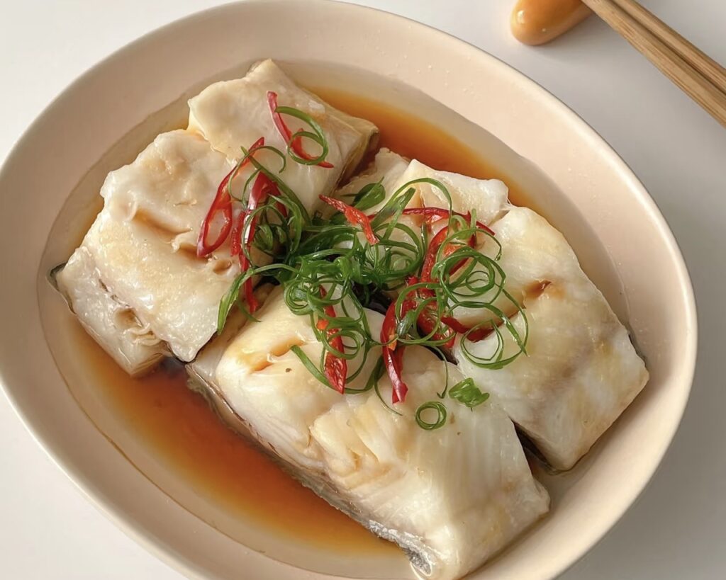 steamedn fish with spring onions