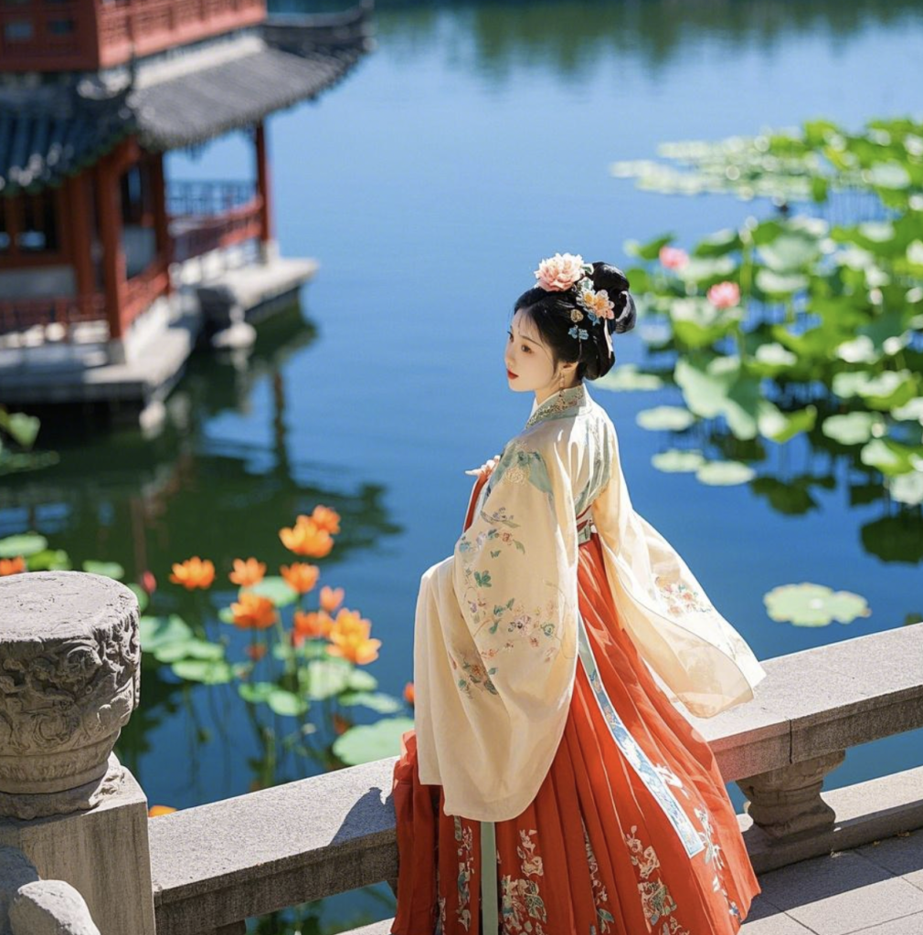 Hanfu photoshoot in summer place