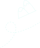 Abstract line drawing of a dotted, looping path heading toward jagged mountains on a dark background.