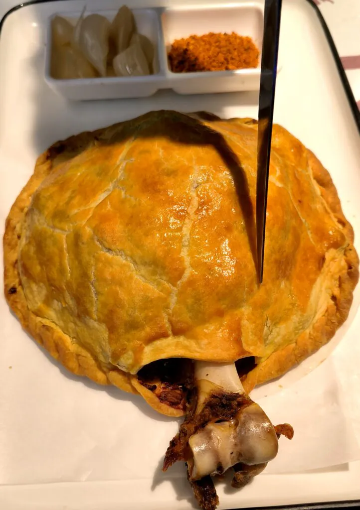 Lamp leg in baked bread