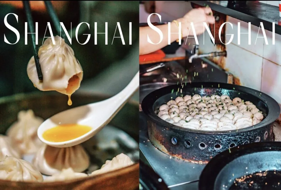 Shanghai Restaurant, Shanghai Food, china, china tour, Dim sum scene: dumplings on a spoon with dipping sauce beside a steamer full of dumplings, Shanghai.”,